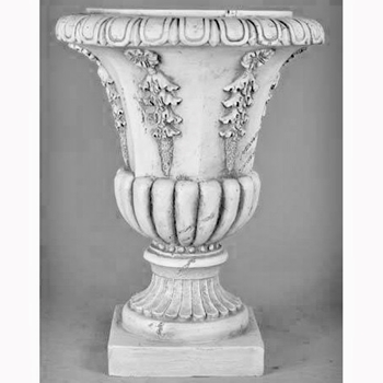 Urn - Six Sided 14W/18H Fiberstone Cathedral White