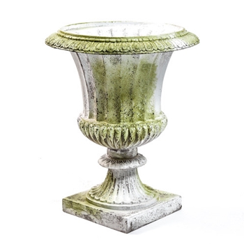 Urn - Fluted 18W/29H Base 11X11 - Fiberstone White Moss