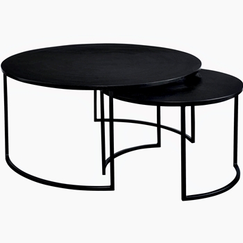 *Coffee Table - Barnette Nest Set2 35in Round 18H Aluminium/Iron - Oxidized Black