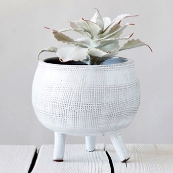 Planter - Tri-Foot Globe 8W/7H White