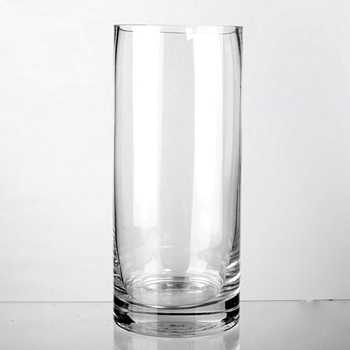 Vase - Cylinder Clear Heavy Base 6W/14H