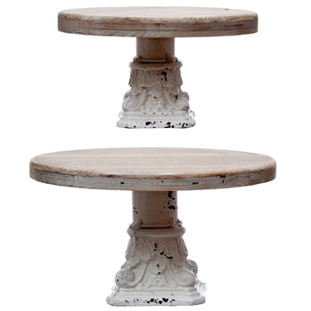 *Pedestal - Capitol White Iron Wood Set of 2  10WX5H, 8WX4.5H