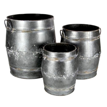 *Planter - Barrel Galvanized 12W/24H
