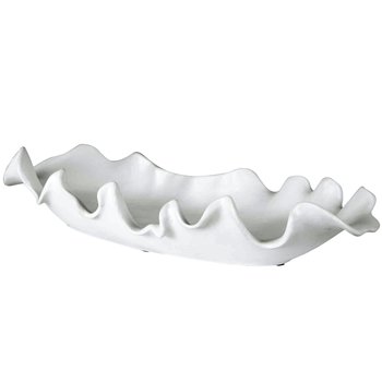 Bowl - Ruffled Feathers White Ceramic 24W/10W/4H