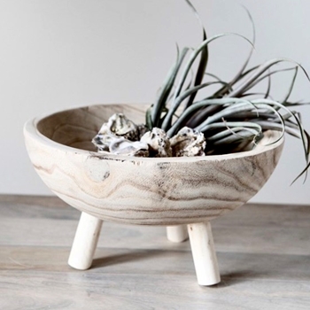 *Bowl - Paulownia Wood Tri Foot 12W/6H
