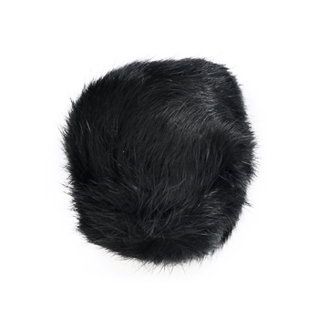 Applique - Pom Pom - Black Rabbit Fur  2.5IN