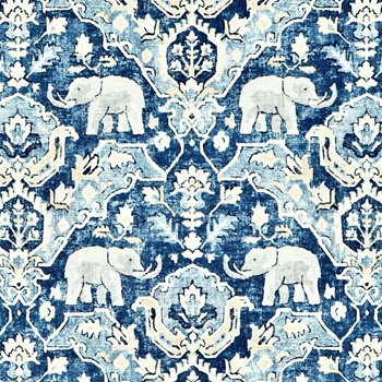 Print - Loxodonta Batik Delft Blue 55in Wide, 55% Linen, 45% Viscose, Repeat  13.5in Horizontal X 13in Vertical