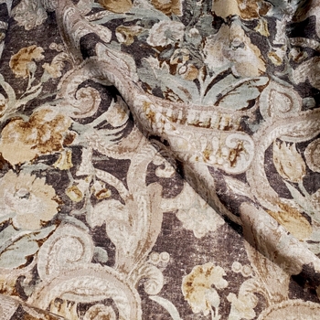 *Print - Volterra Porcini Mocha - 54W, 24K DR, 55% Linen, 45% Rayon, Pre Shrunk - Repeat 13.5H x 27V,  Preshrunk Finished, Prewash or Dry Clean