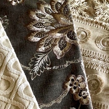 *Embroidered - Perennial Porcini Mocha 54in, 12K DR, Base Cloth 52% Poly, 48% Cotton, Rayon Emroidery, Dry Clean Only