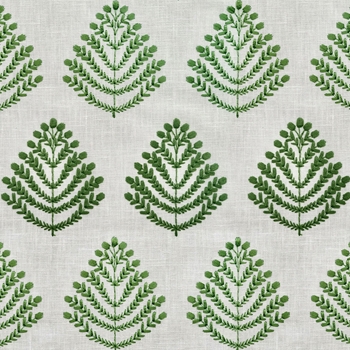 *Embroidered Linen Blend - Royal Fern Leaf - 54in, 70% Rayon, 30% Linen, Repeat 4.25H x 6.5V