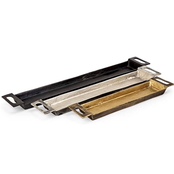 Tray - Mantel Set of 3 Black, Silver, Gold 32L/5W