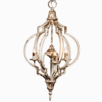 Chandelier - Quatrefoil Lantern Pendant White/Gild 17W/31H