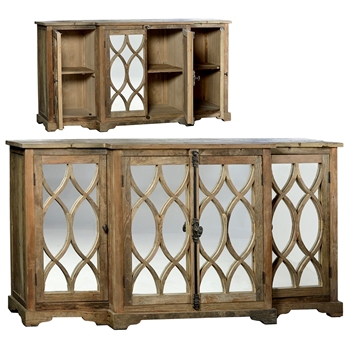 *Buffet - Hudson Breakfront - Reclaimed Pine & Mirror 4 door 79W/20D/39H