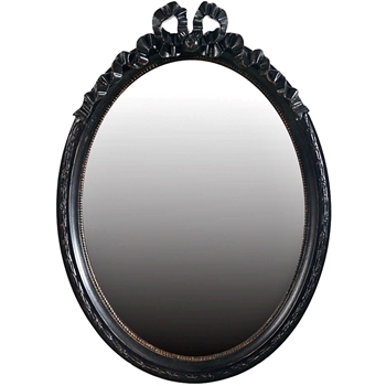 *14W/19H Mirror - Ribbon Oval Vintage Black