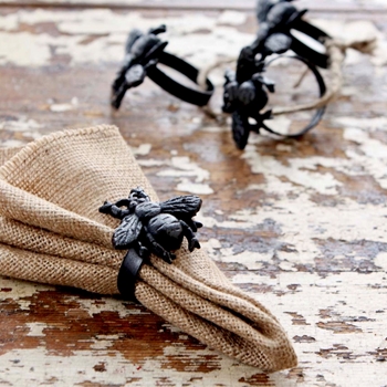 *Napkin Ring - Bumble Bee Set of 4 Black Iron