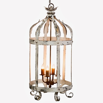 *Chandelier - Birdcage Vintage White 18W/35H