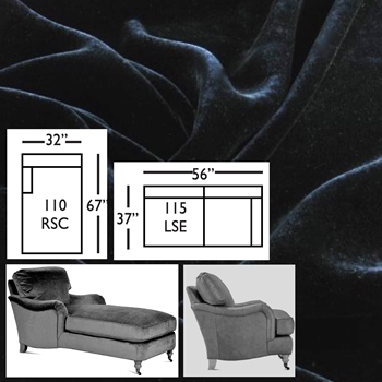 Robin Bruce - Julia Sectional Small RSC Chaise + 2 Seat Love Black Velvet 88W/67L/37D/35H