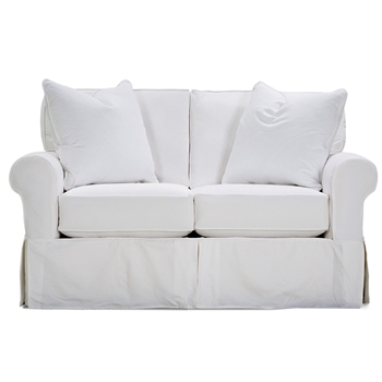 Robin Bruce - Nantucket Loveseat Slipcovered - Crisp White Cotton 63W/40D/38H