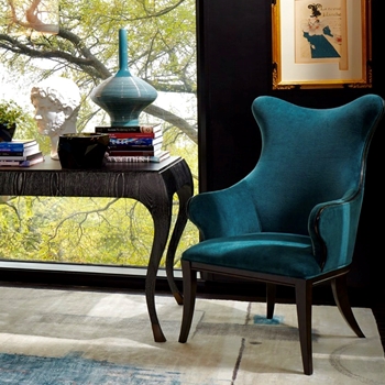 Armchair Wing - Evelyn Dragonfly Teal  Velvet 26W/29D/41H Seat 18H, Arm 25H