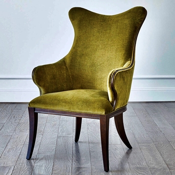 Armchair Wing - Evelyn Moss Green Velvet 26W/29D/41H Seat 18H, Arm 25H