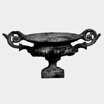 Urn - Emen Large 28W/16D/12H - Base 6x6in Dusted Black Fiberglass