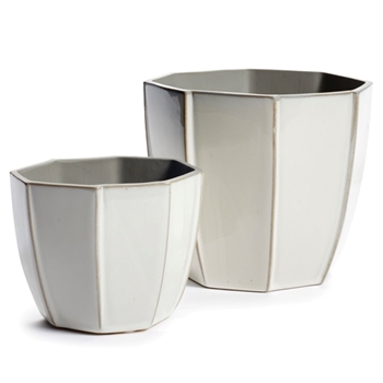 Planter - Dixon Octagon White  Pot Set of 2 - 7 & 5in