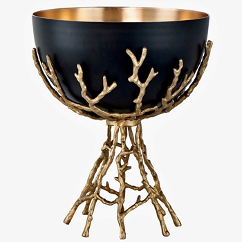 *Bowl - Compote Black & Gold Twig Stand 11W/13H