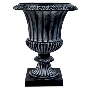 Urn - Fluted 18W/29H Base 11X11 - Fiberglass Dusted Black