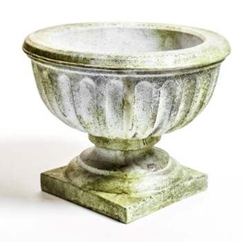 Urn - Bernston 17W13H - Base 10x10 White Moss Fiberstone