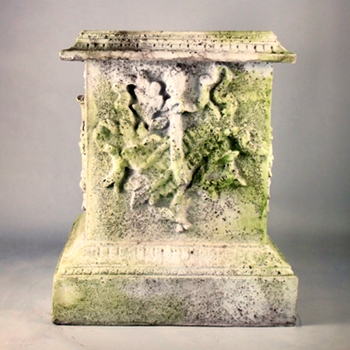 Pedestal - Horn Deco 20SQ x 23H - Top Platform 14SQ  White Moss Fiberstone 14lb