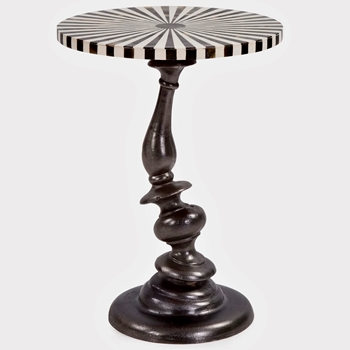 Accent Table - Drunken Pinwheel Horn Inlay 15W/20H