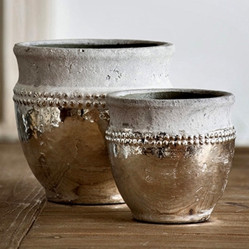 *Planter - Athena Pot Silver & Stone Asst 8in & 6in Sold Individually