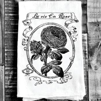 Tea Towel - La Vie En Rose Flour Sack 27in SQ
