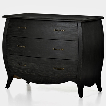 *Dresser Chest - Antoinette 3 Draw Distressed Black - Oak Solids & Veneers 43W/20D/34H