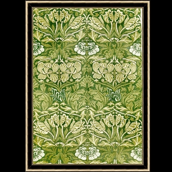 *34W/46H Glass Framed Matte Paper - Textile Morris 11 - Black/Silver MC1974 Frame