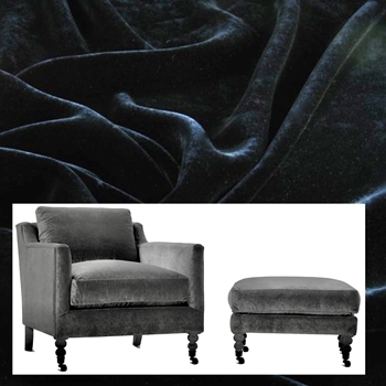 Robin Bruce Madeline Armchair Black Velvet 33W/36D/32H - 100% Polyester Velvet 70K DR, Grade CC.