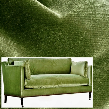 Robin Bruce Madeline Sofa Peridot Velvet 71W/40D/34H - 100% Polyester Velvet, 100K DR, Antique Black Turned Legs, Black Nickel Nails, Pewter Castors