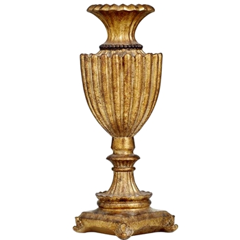 *Urn - Venice Ribbed Gilded Gold Resin 9x7x18H