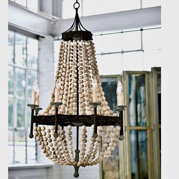 Chandelier - Wood Beaded 8 Light E12 - 28W/52H