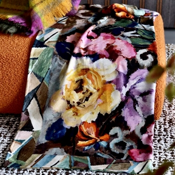Designers Guild Throw - Tapestry Flower Damson 71X51 Merino Wool