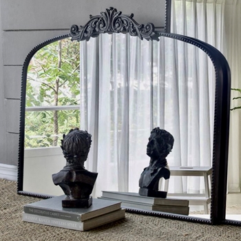 40W/31H Mirror - Baroque Mantle Black Iron