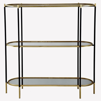 Console Table - Hannes Mirror, Black & Gold 3 Self Tall 49x17x50H