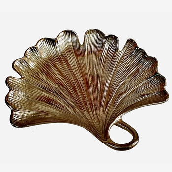 *Tray - Ginkgo Leaf Plate Gold 12in