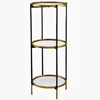 Etagere - Hannes Mirror, Black & Gold 16W/40H 3 Shelf