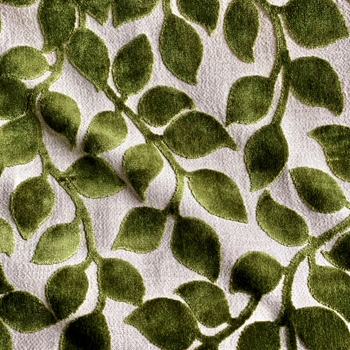 Velvet Jacquard - Lovely Leaf Forest - 38% Rayon, 34% Cotton, 28% Polyester. 51K DR