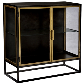 *Console - Stein Small Black Metal Brass Detail 2Door 36W/14D/36H