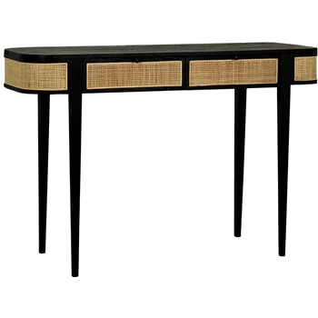 *Console Table - Benz - Oval 2 Drawer 48W/16D/30H - Solid hardwood with natural Rattan woven detail