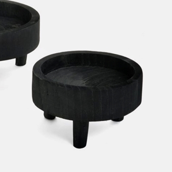 *Bowl - Dotson Footed Black Stained Wood Small 8W/5H