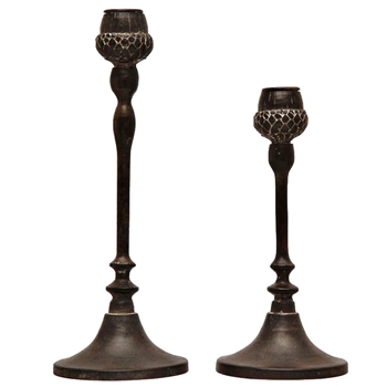 *Candlestick - Acorn Vintage Patina  4W/9-11H Asst Sold Individually