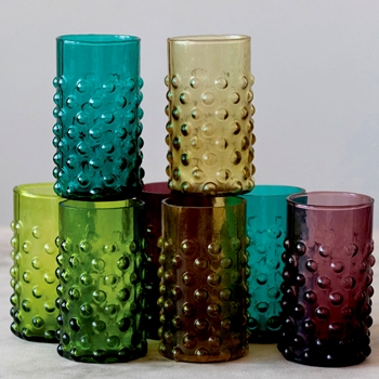 Tumbler - Hobnail Colours Amber, Green, Teal, Aubergine 12 OZ Sold Individually